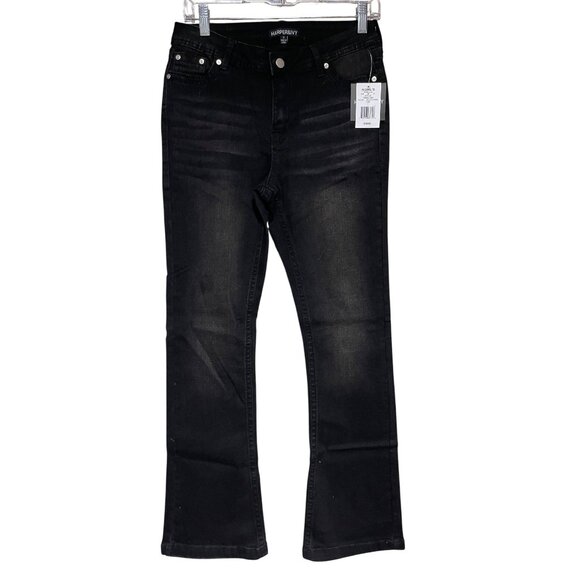 Harper & Ivy Womens Black Bootcut Jeans Jr Sz 7 Embellished Pockets Modern Boho - Picture 1 of 10